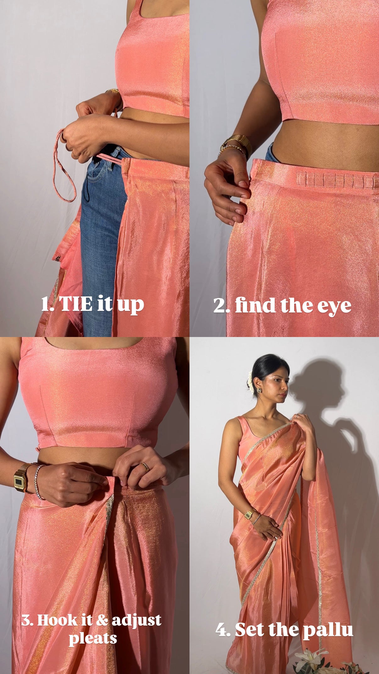 Peach 30 second saree