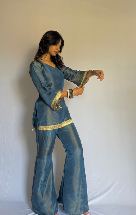 Blue Patakha kurti and dupatta