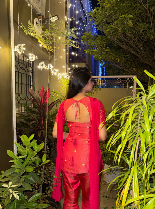 Pink Y2k top, dupatta