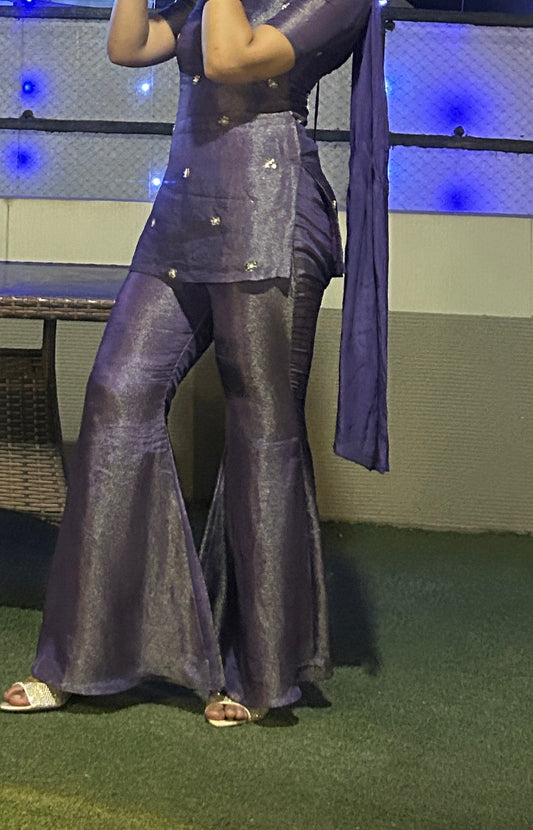 Purple bell bottom pants
