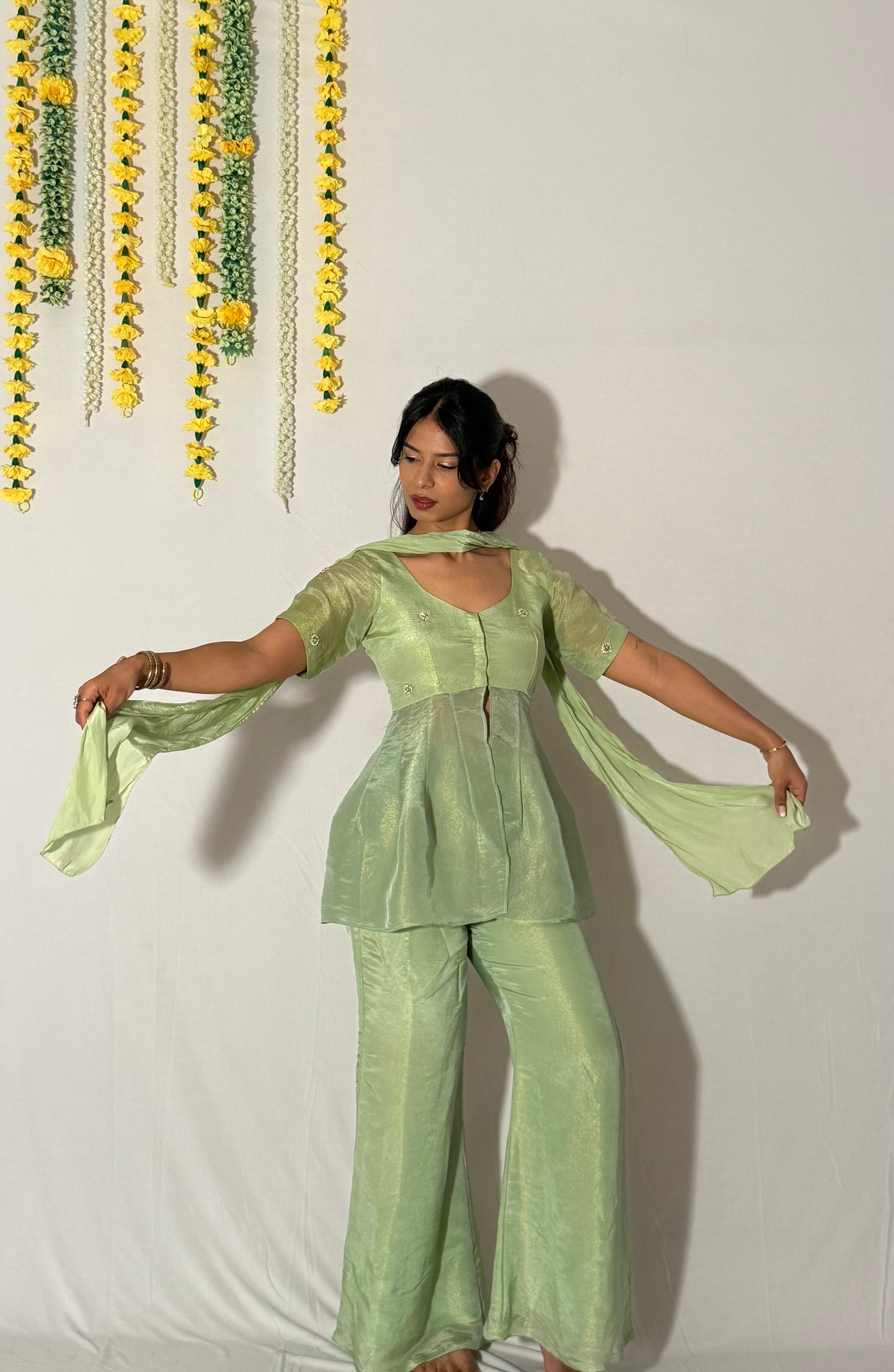 Green phuljhari top