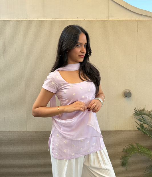Lavender geet kurti dupatta (2 piece)
