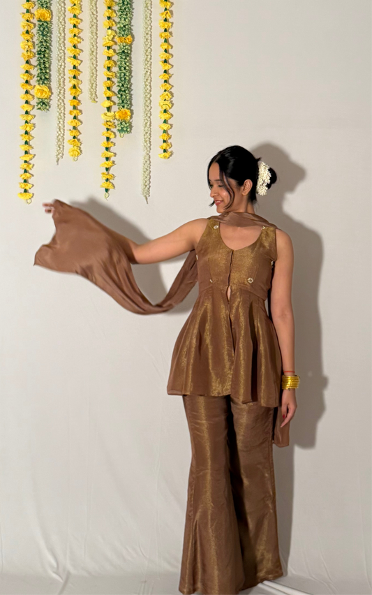 Brown bell bottom pants