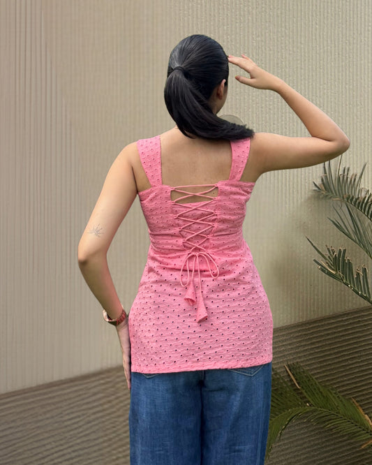 Gulabi Sham short kurti