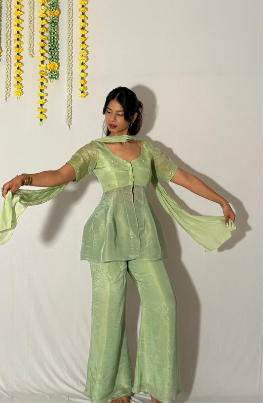 Green bell bottom pants