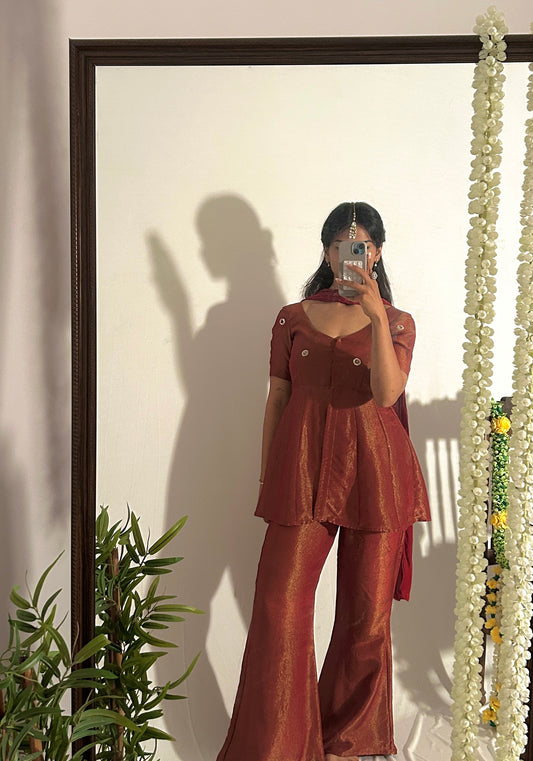 Red phuljhari top and dupatta