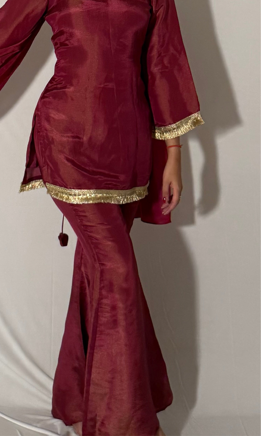 Maroon bell bottom pants