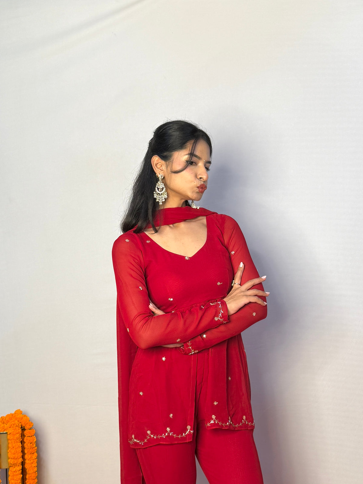 Rajkumari Peplum Set - Red