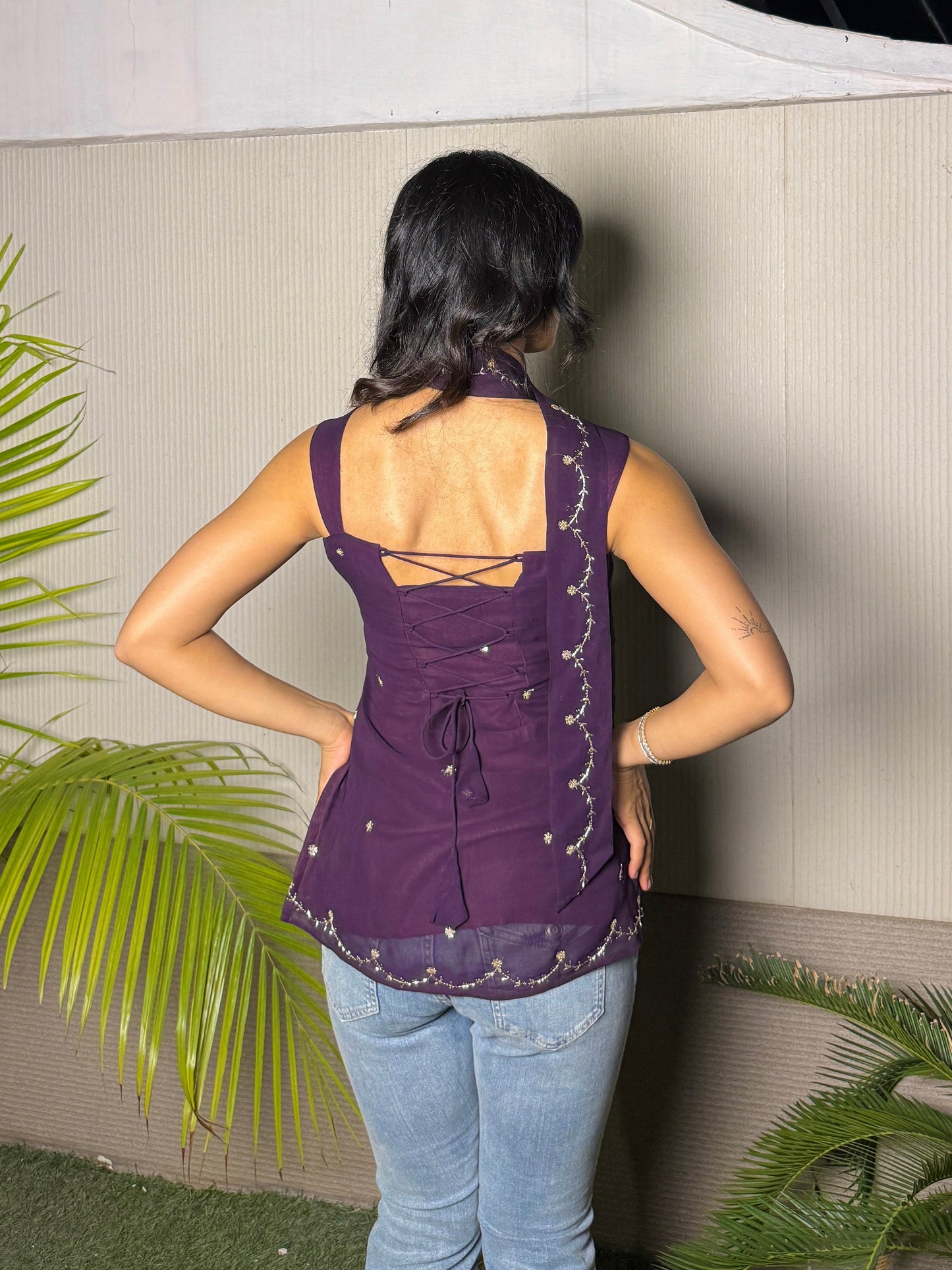 Poo corset kurti purple