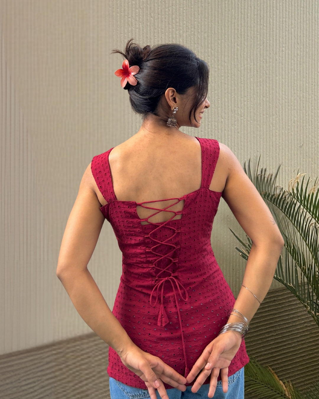 Sham short kurti cherry red