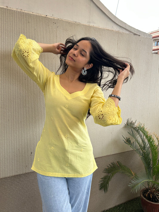 Peela Colada corset short kurti