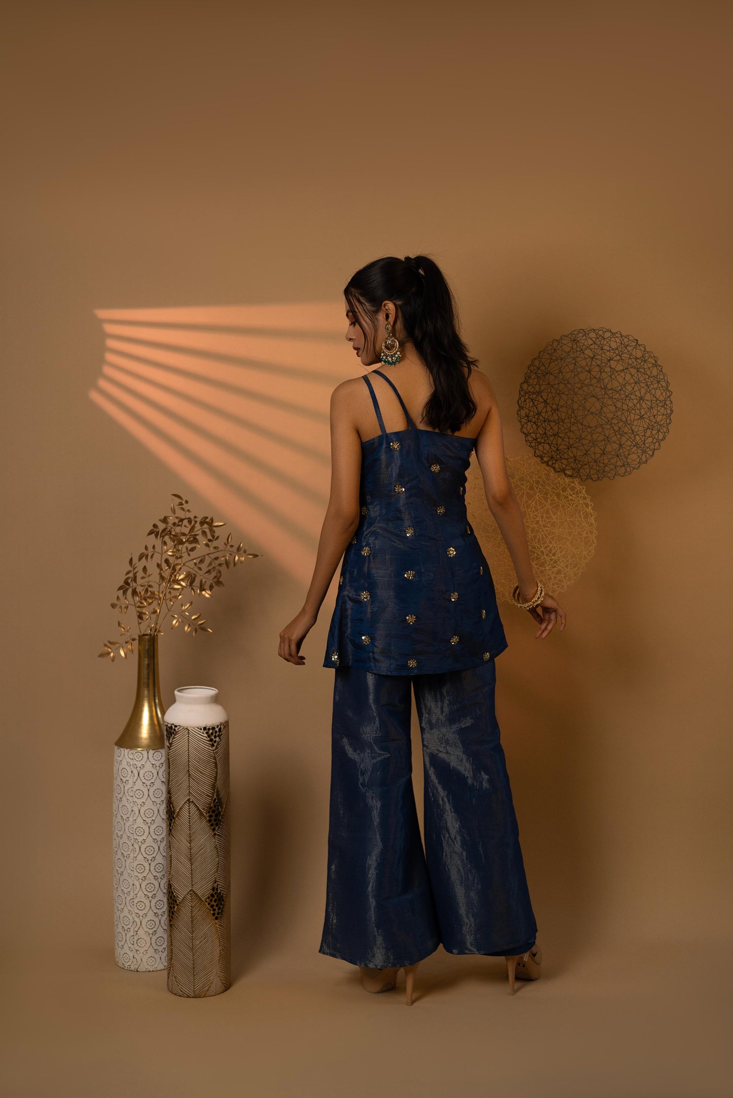 Blue Side line top pants set