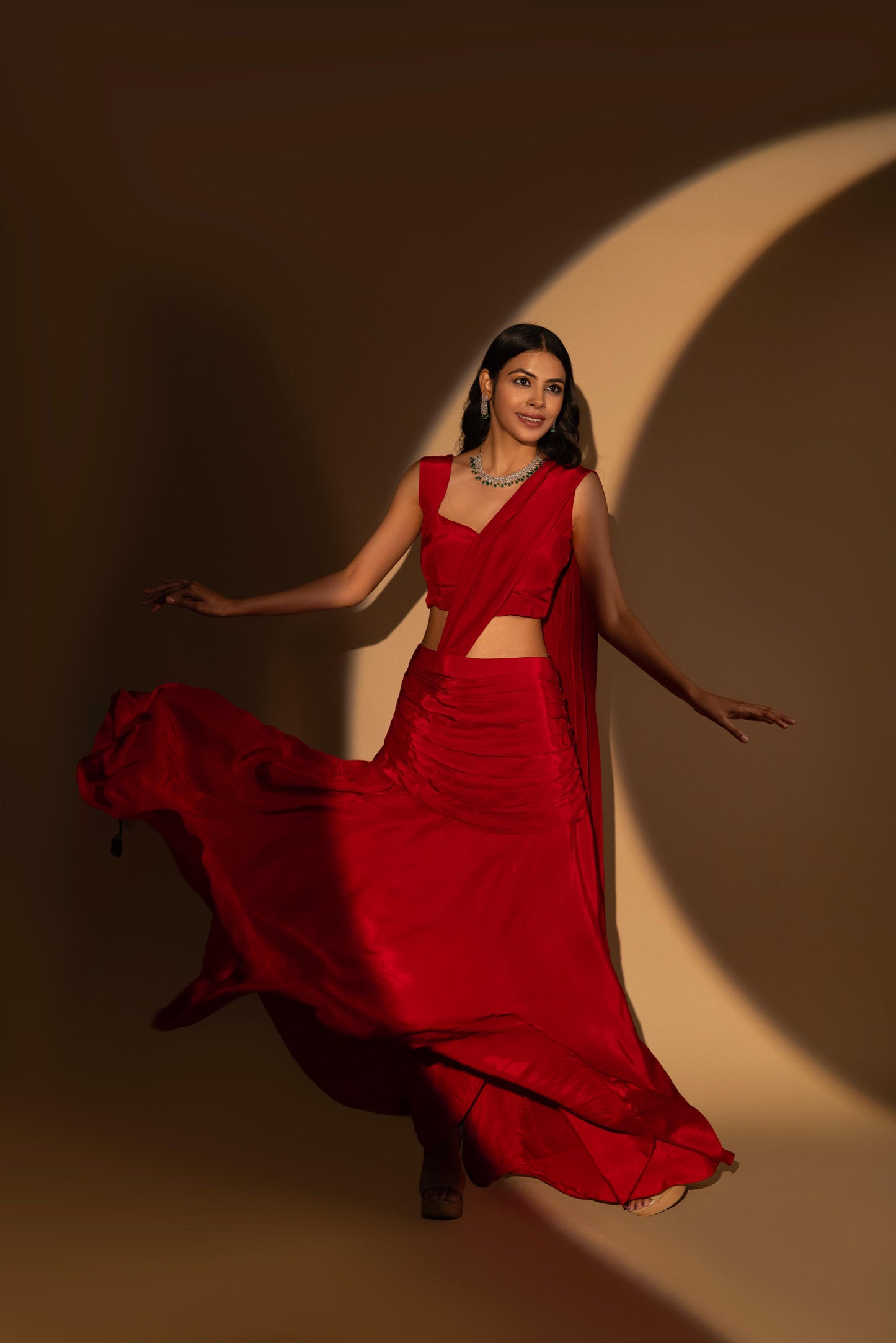 Red drape saree