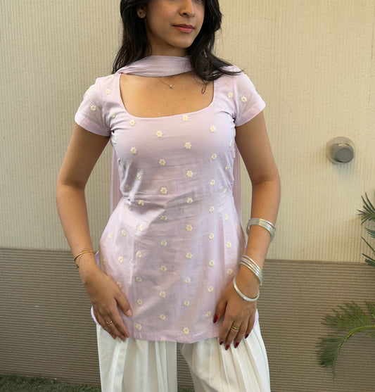 Lavender geet kurti dupatta (2 piece)