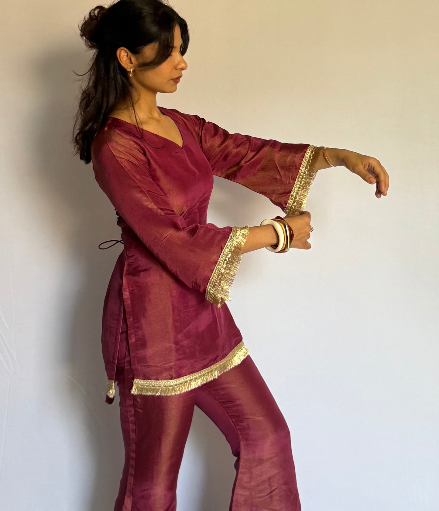 Maroon Patakha kurti and dupatta