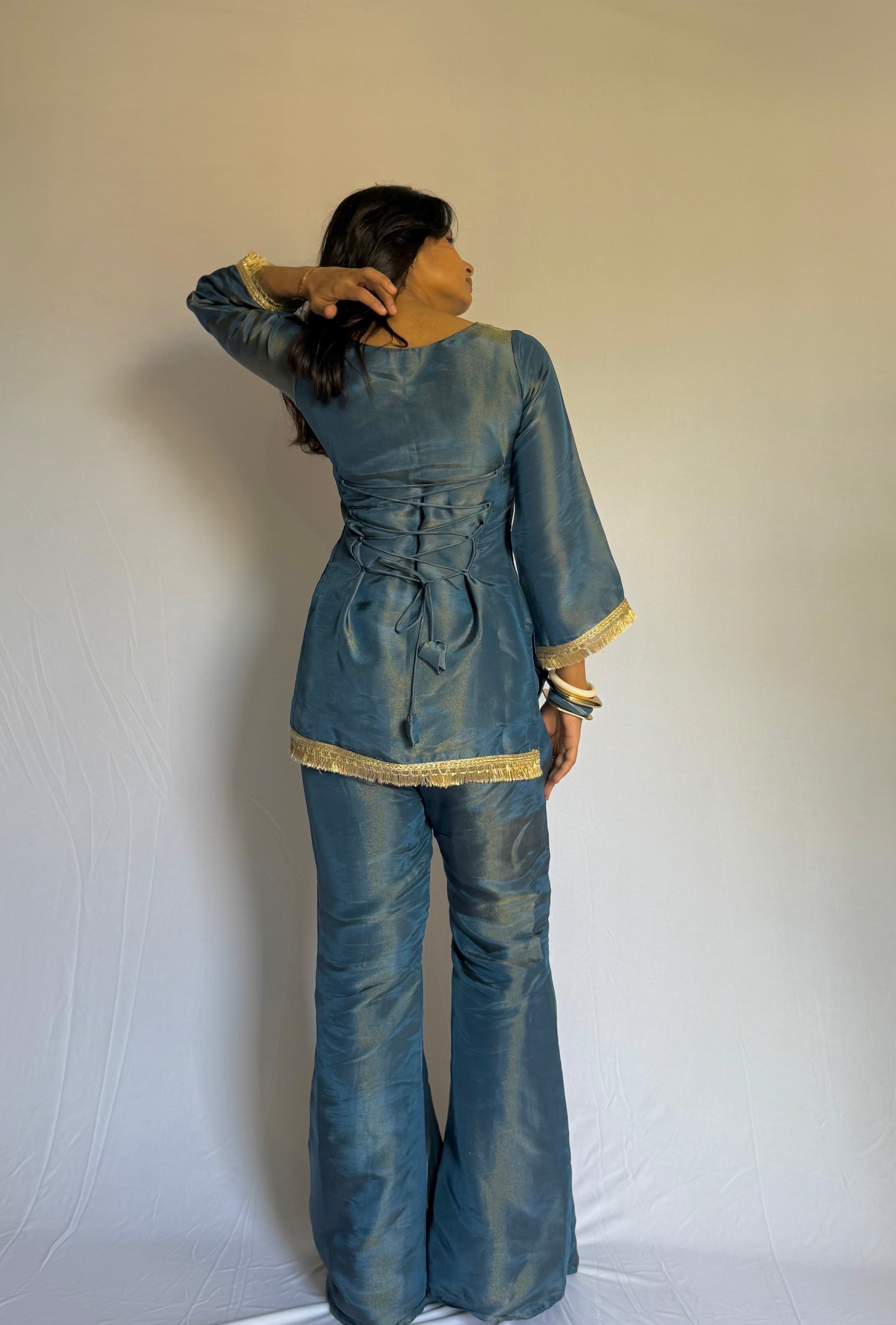 Blue Patakha kurti and dupatta – SAGEL - Main Image