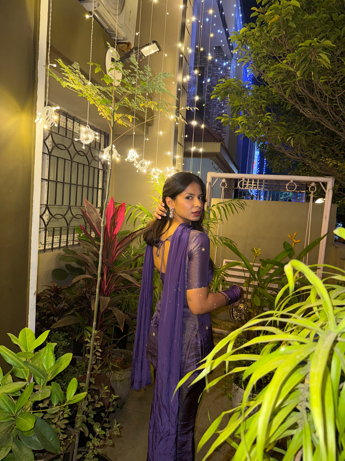 Purple Y2k top, dupatta