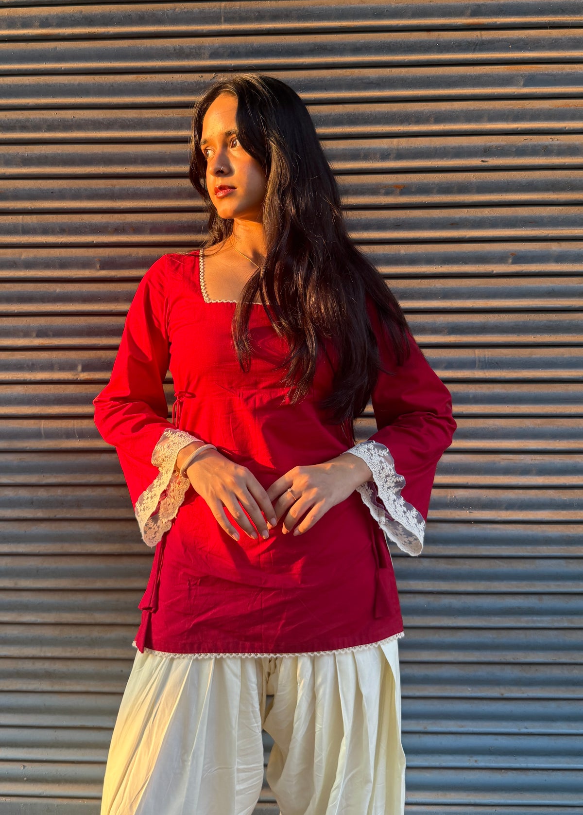 Cherry side adjustment kurti