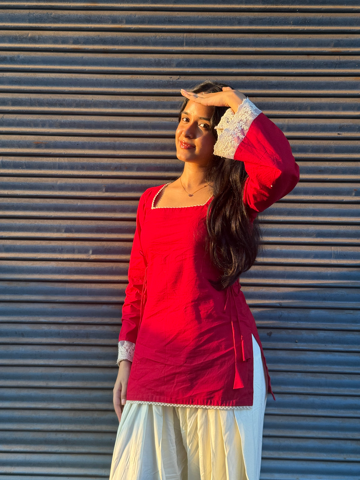 Cherry side adjustment kurti