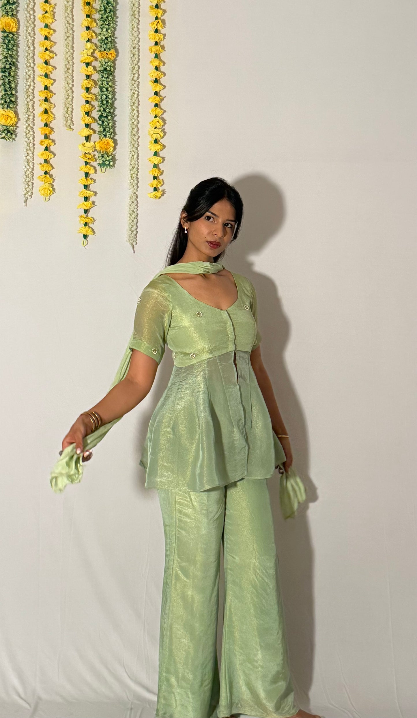 Green bell bottom pants