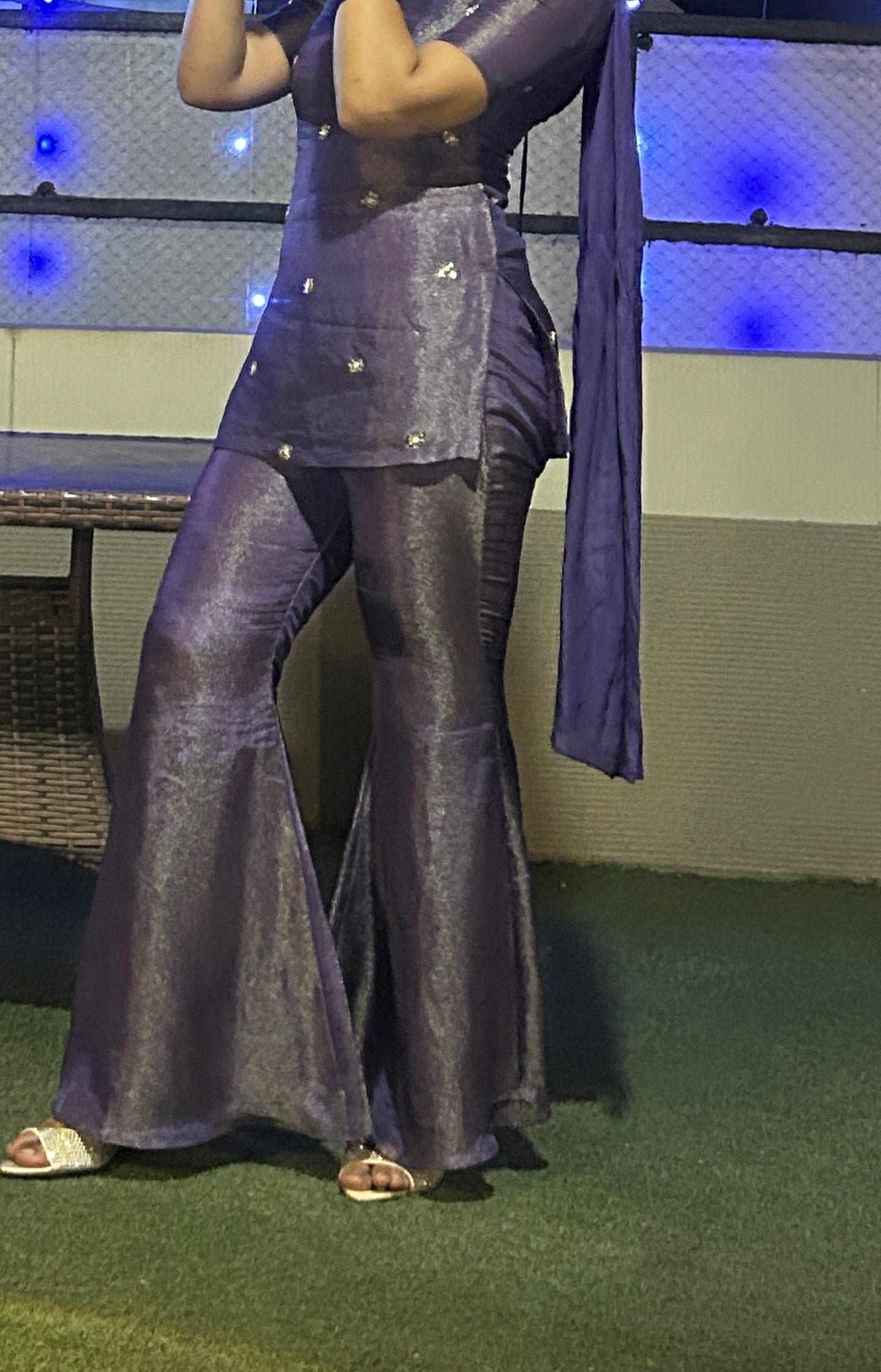 Purple bell bottom pants