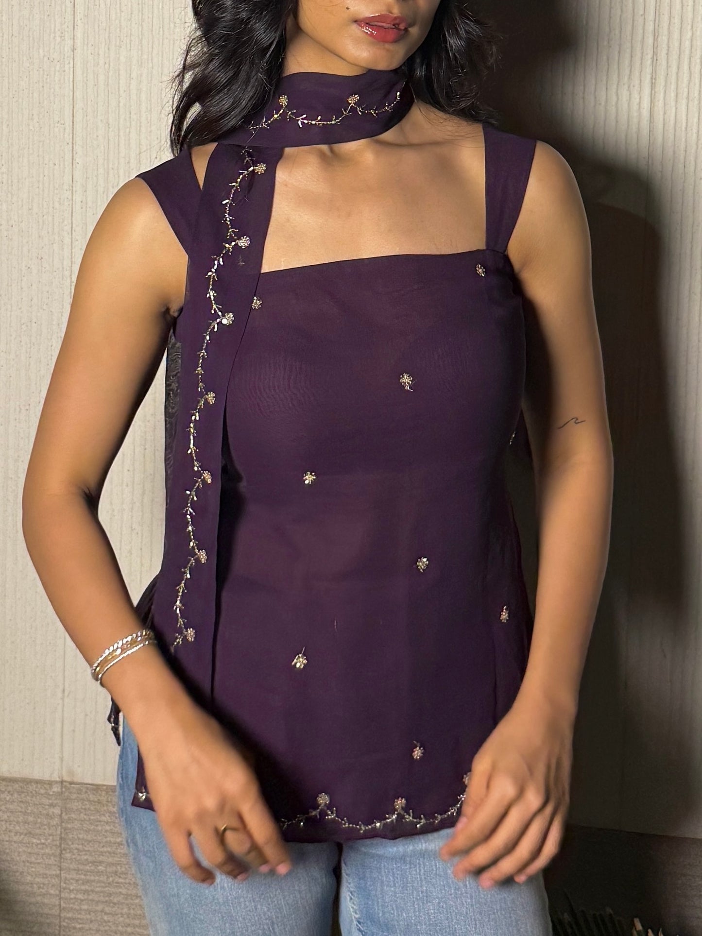 Poo corset kurti purple