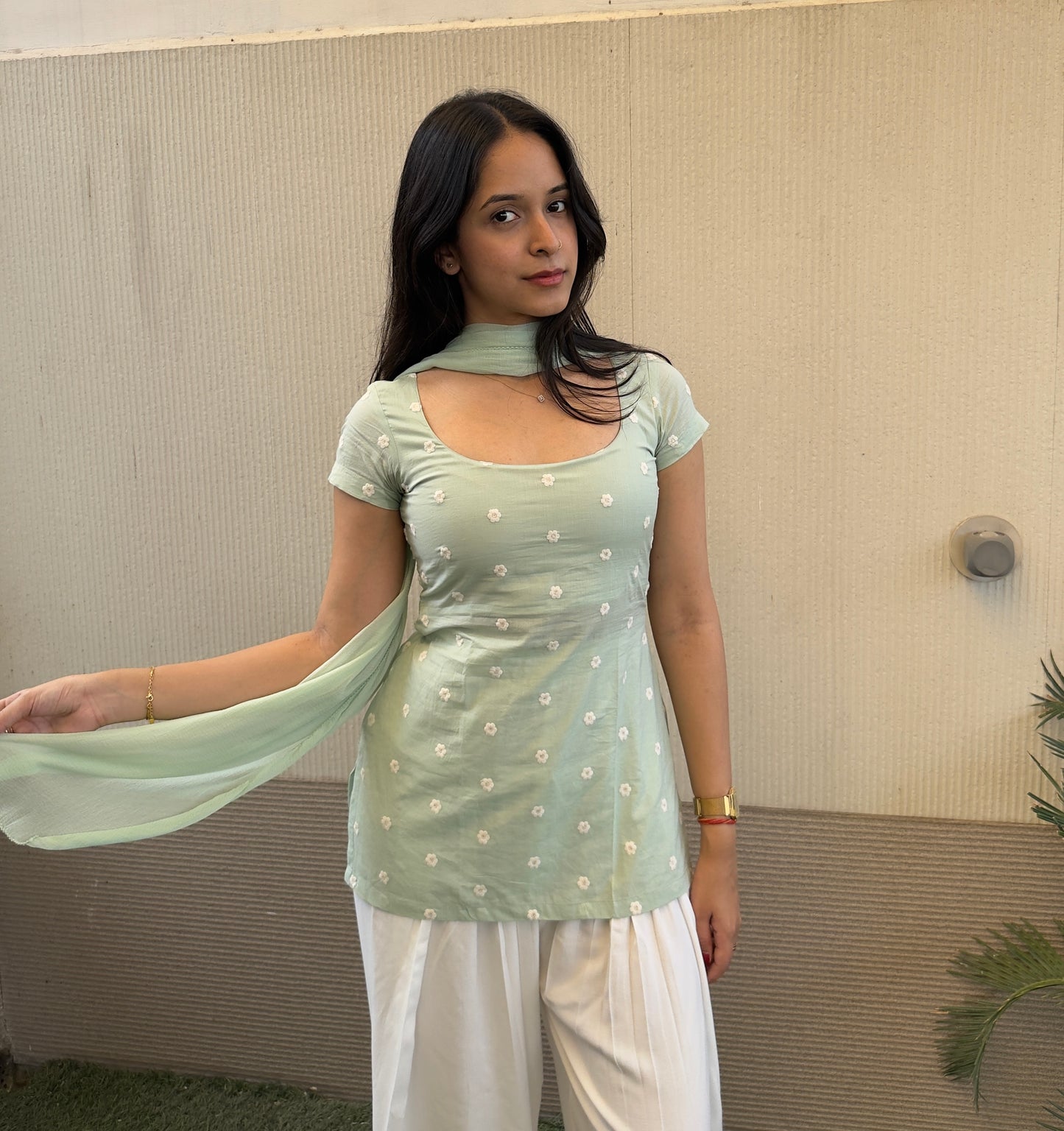 Mint geet kurti dupatta (2 piece)