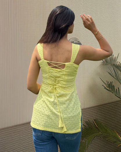 Dopahar short kurti butter yellow
