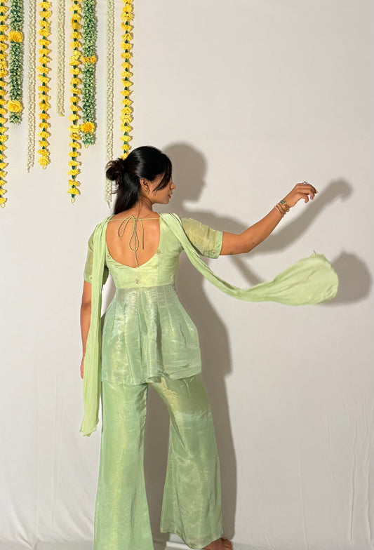 Green phuljhari top