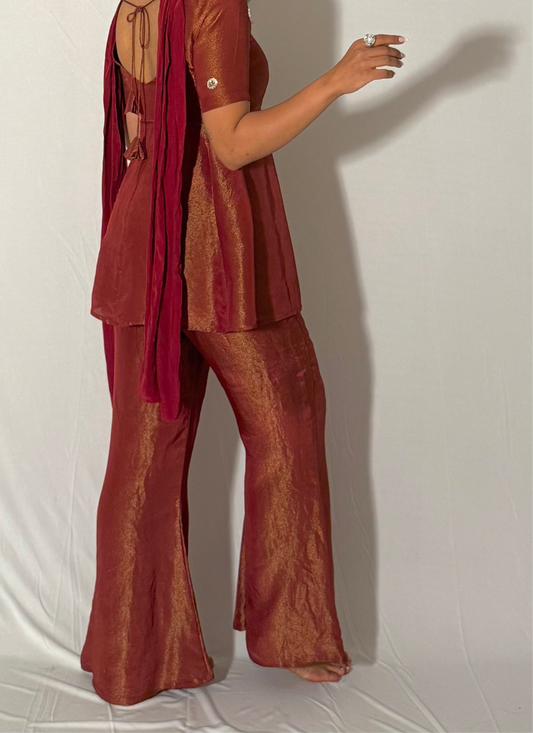 Red bell bottom pants