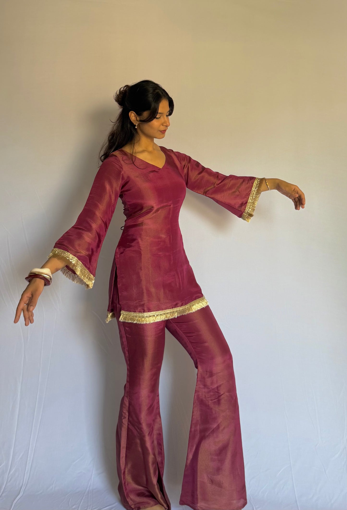 Maroon Patakha kurti and dupatta