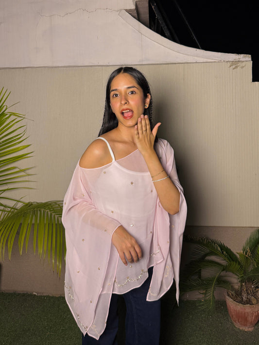 Veronica poncho kurti pink (free inner)