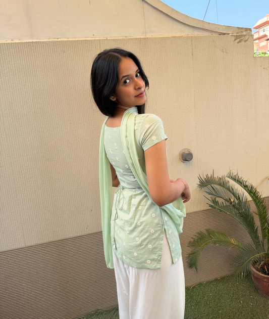 Mint geet kurti dupatta (2 piece)