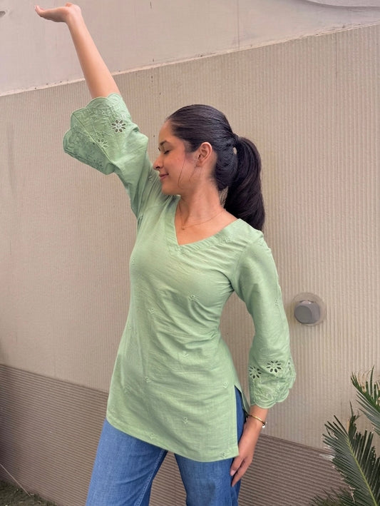 Pista kulfi short kurti