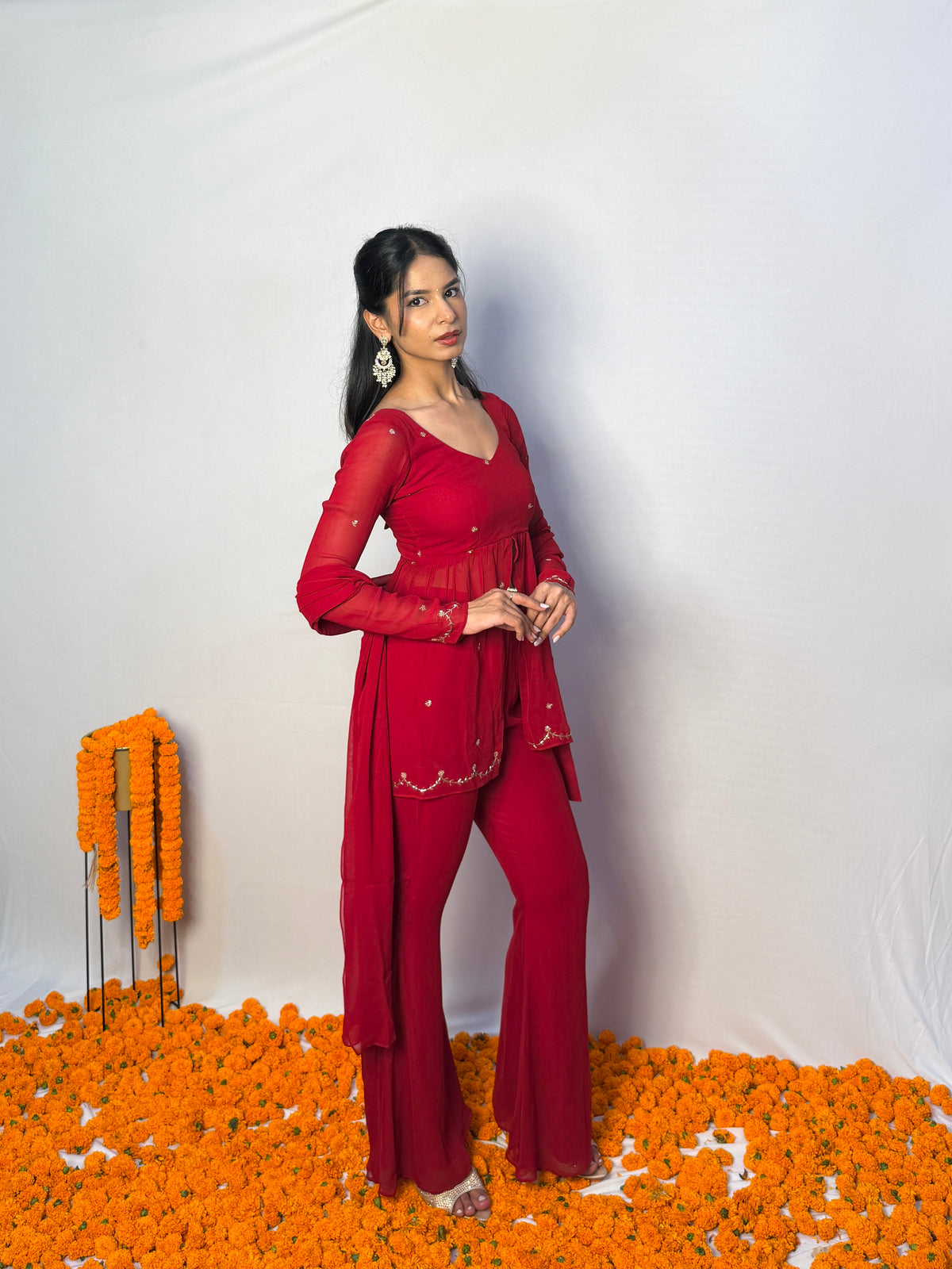 Rajkumari Peplum Set - Red