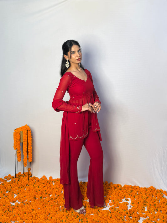 Rajkumari Peplum Set - Red