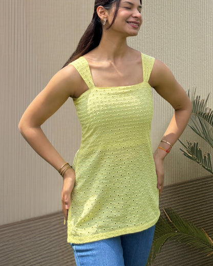 Dopahar short kurti butter yellow