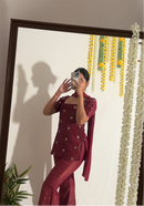 Maroon Y2k top, dupatta