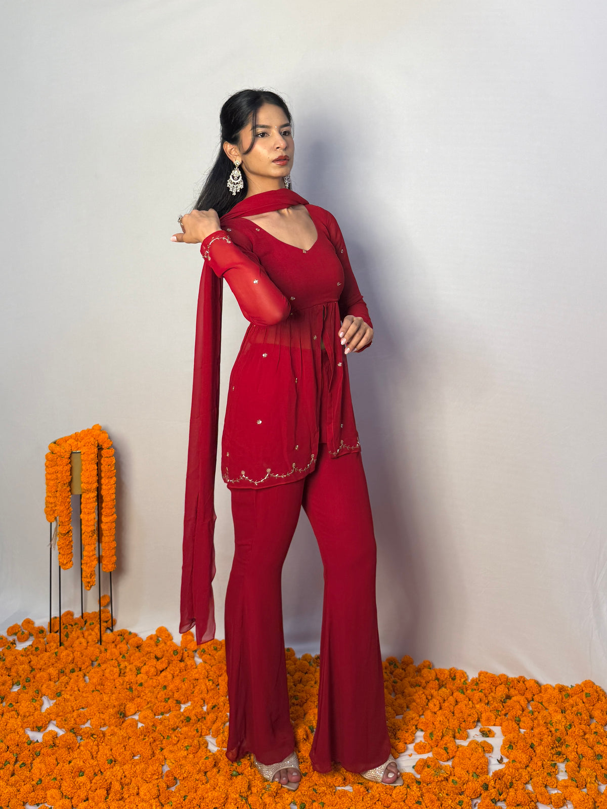 Rajkumari Peplum Set - Red