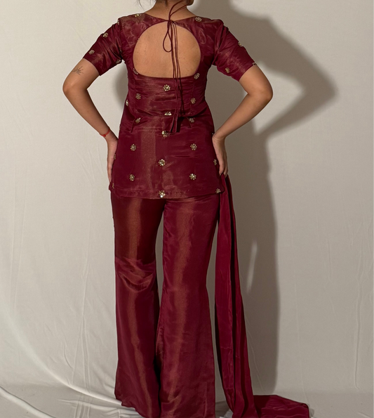 Maroon bell bottom pants