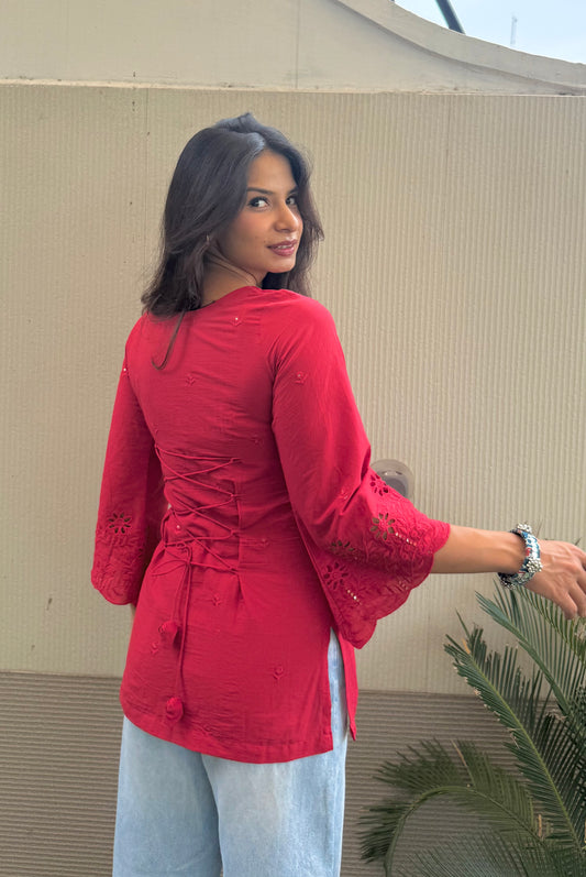 Lal chuski short kurti