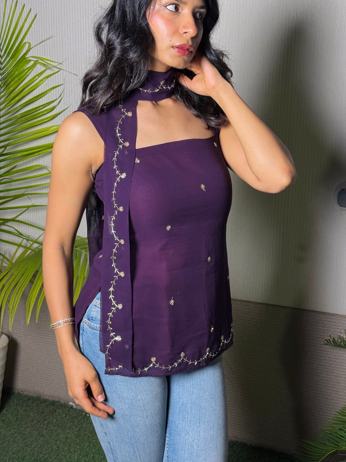 Poo corset kurti purple