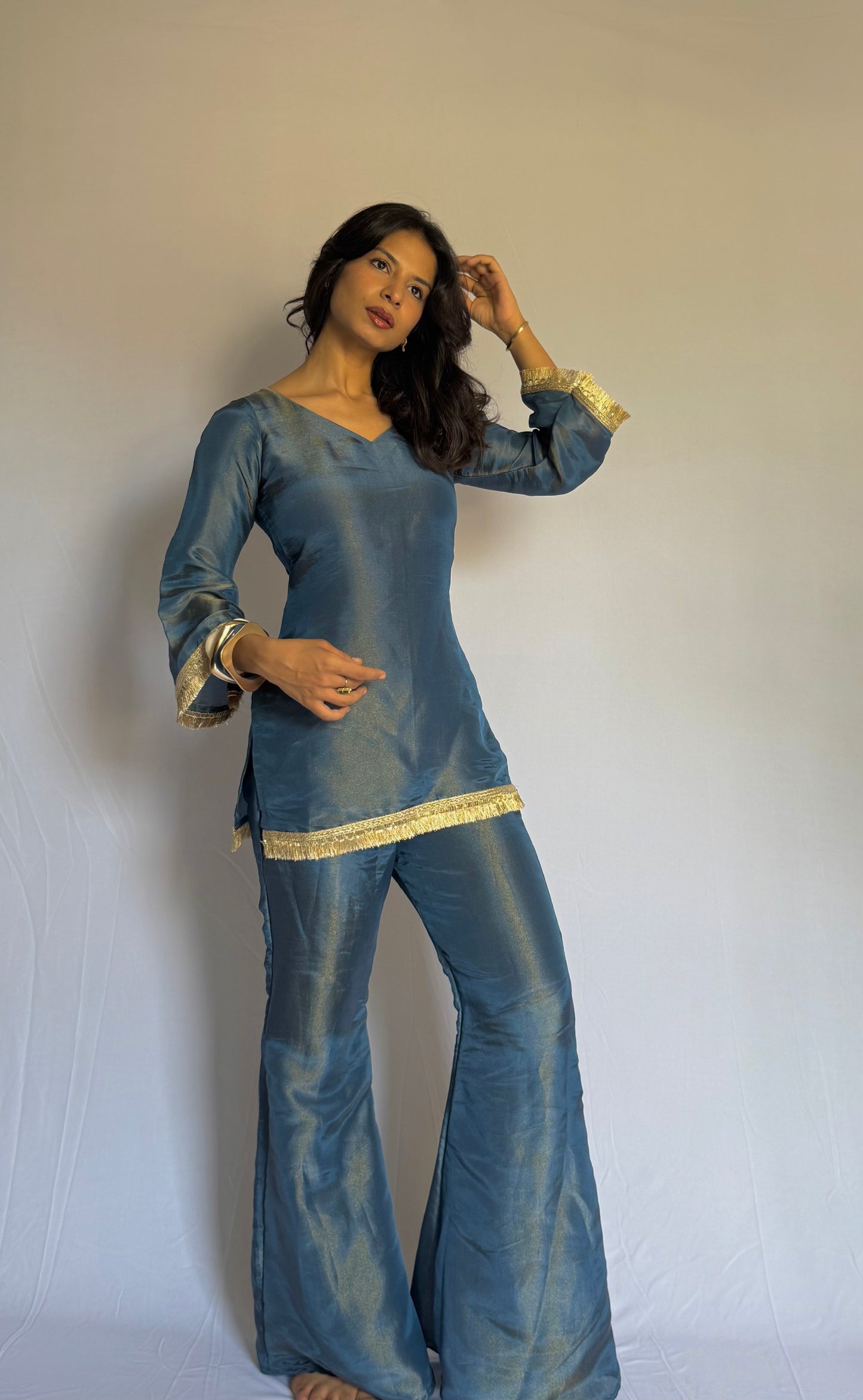 Blue bell bottom pants