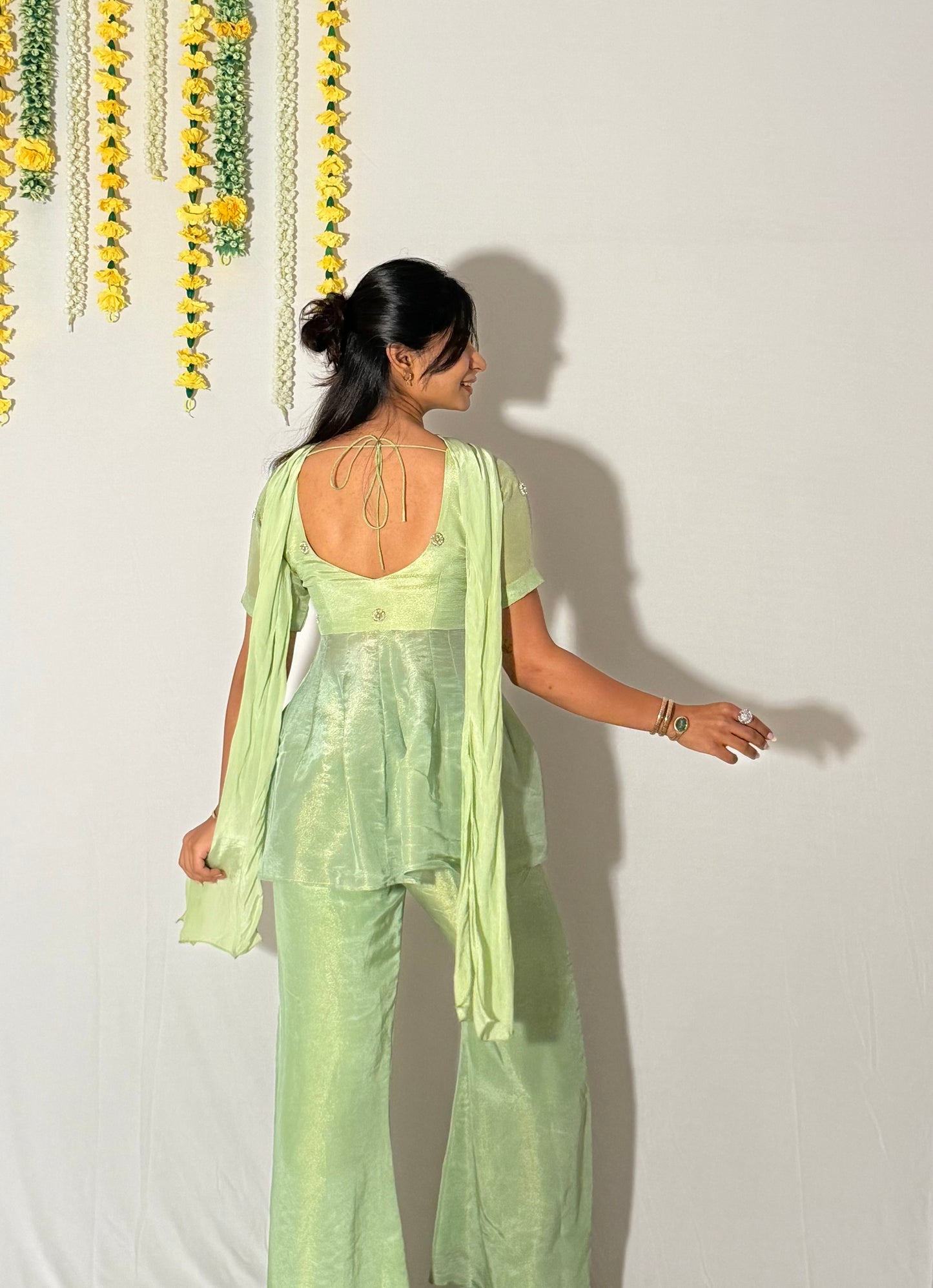 Green bell bottom pants