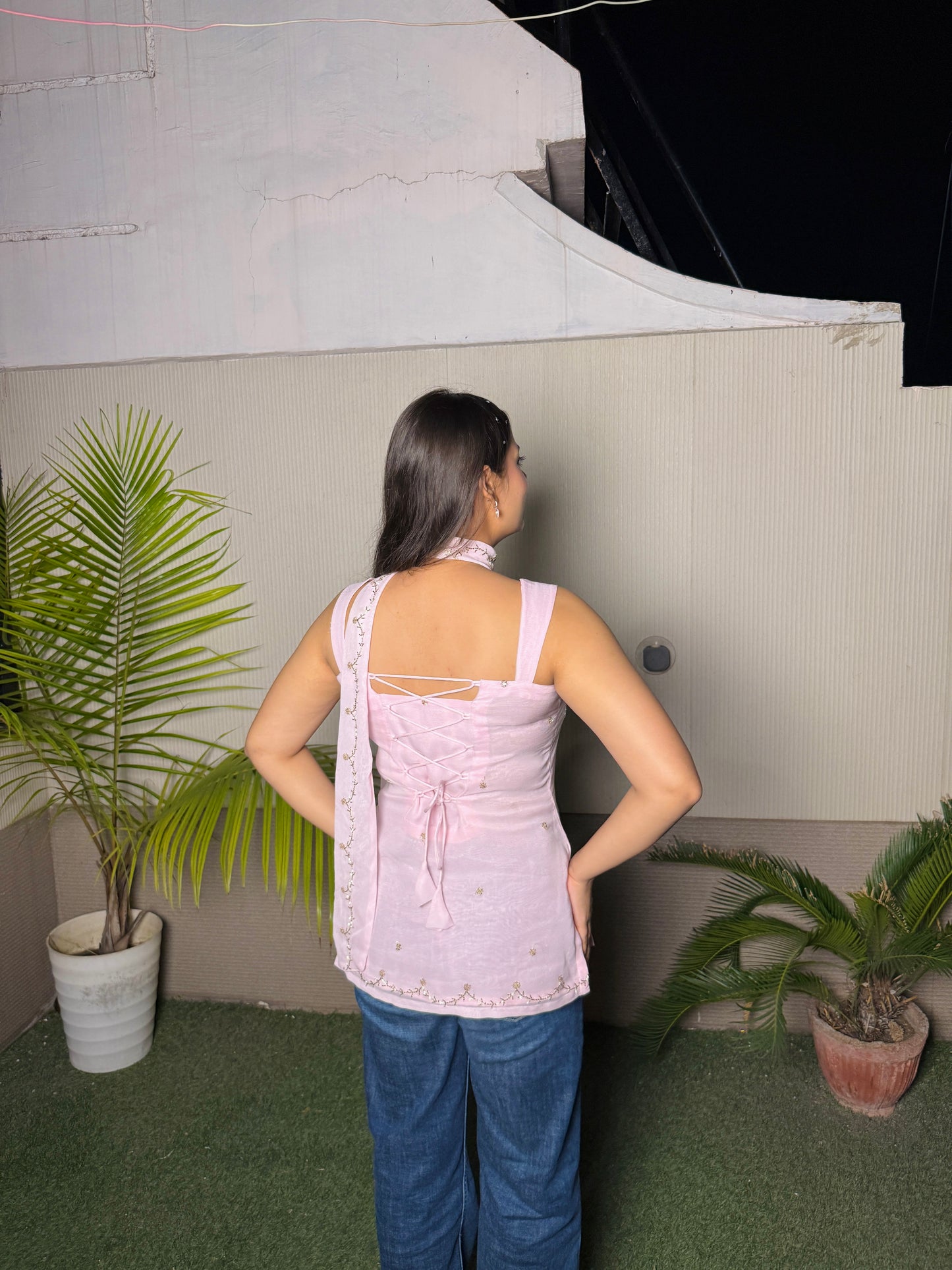 Poo corset kurti pink
