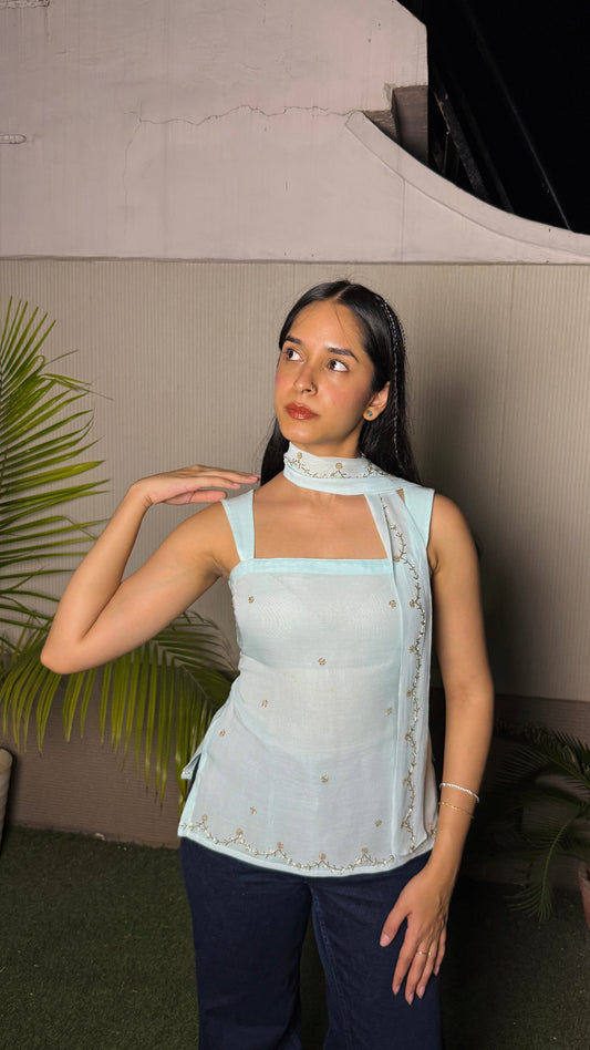 Poo corset kurti blue