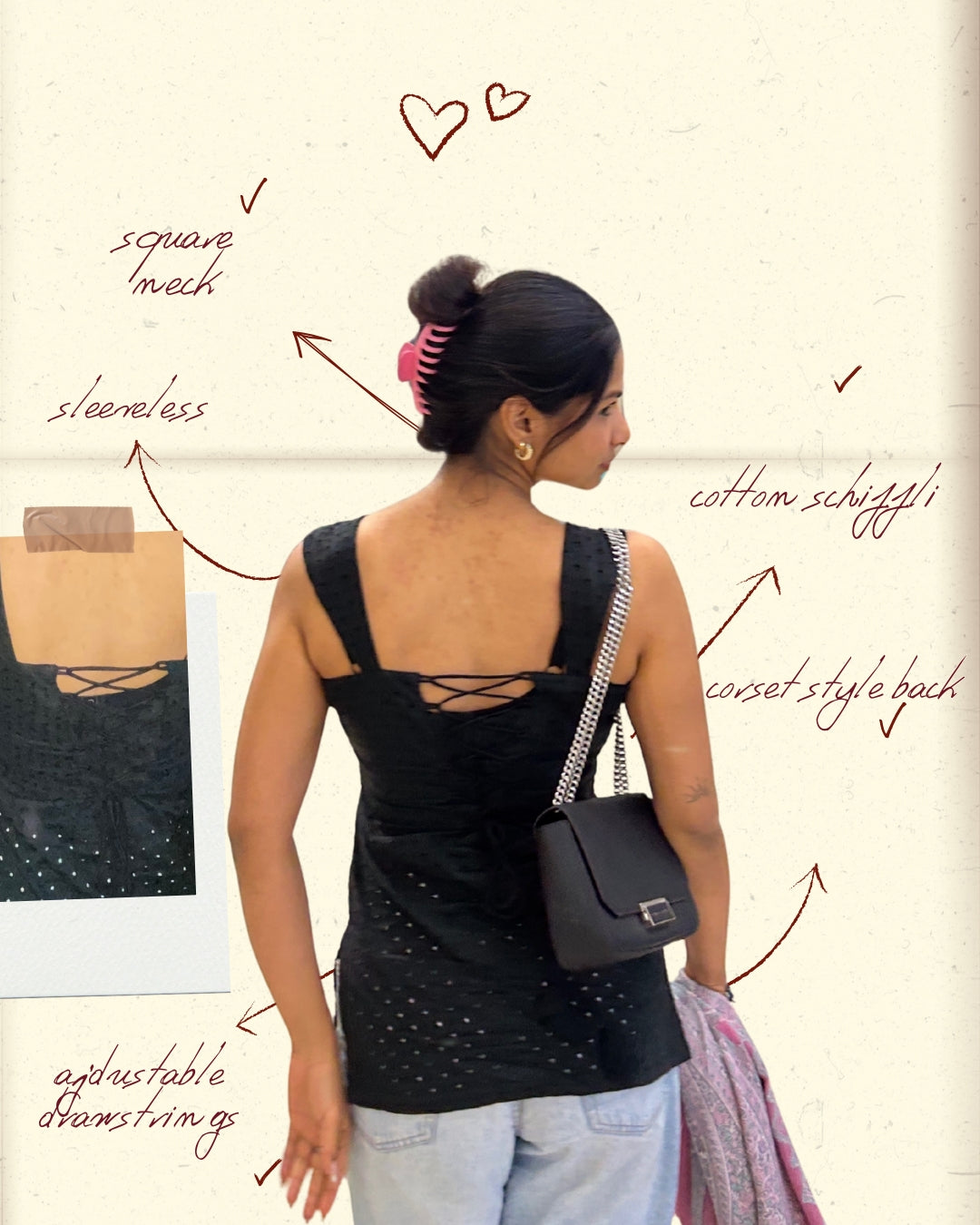 Raat short kurti black