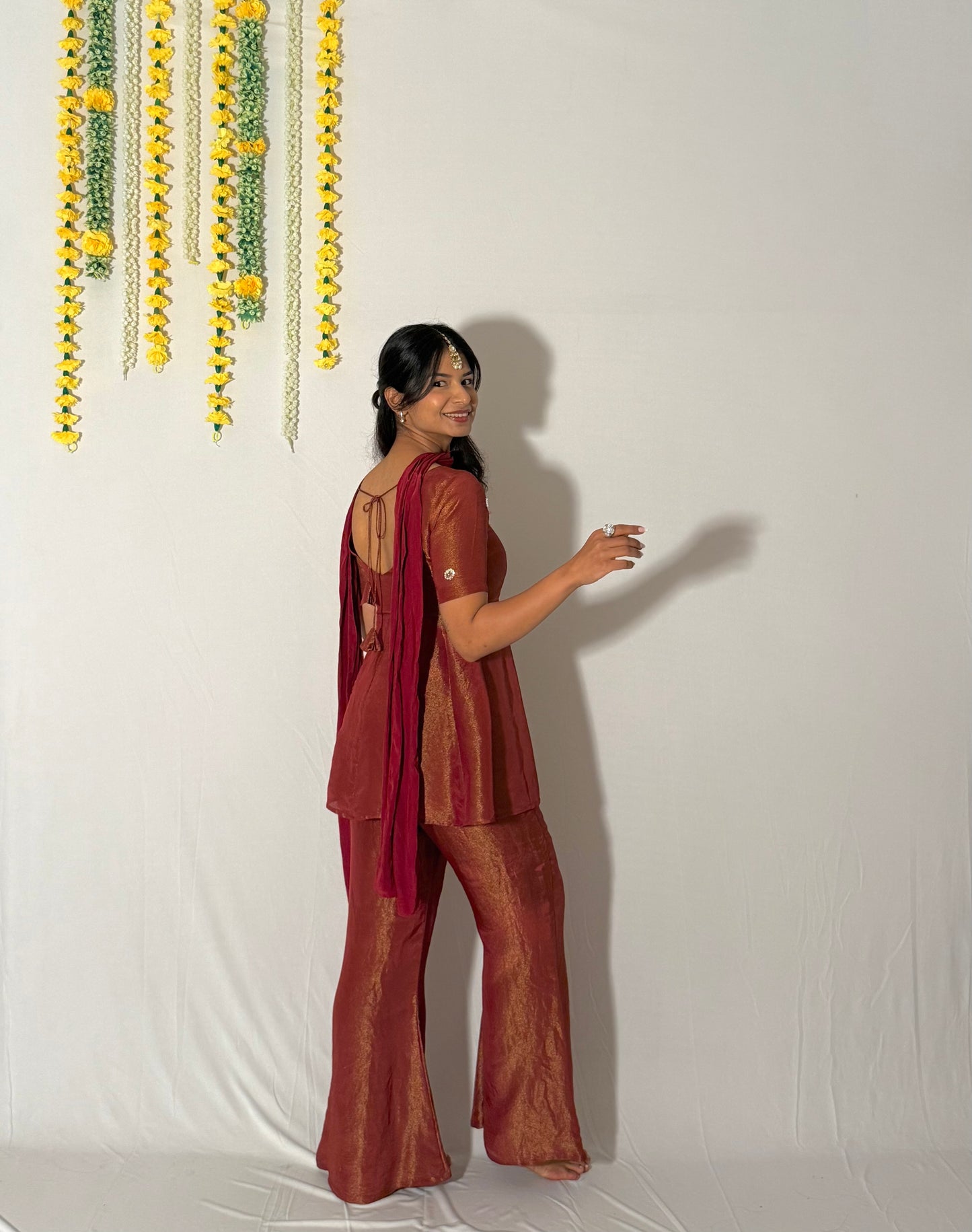 Red bell bottom pants
