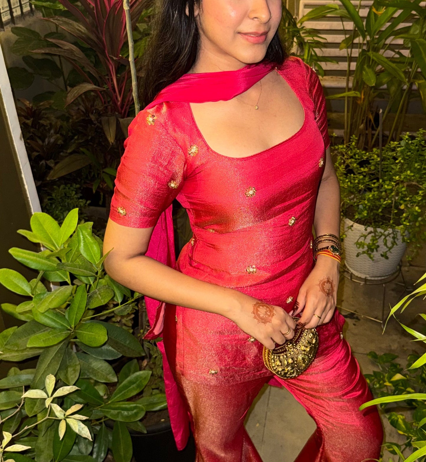 Pink Y2k top, dupatta