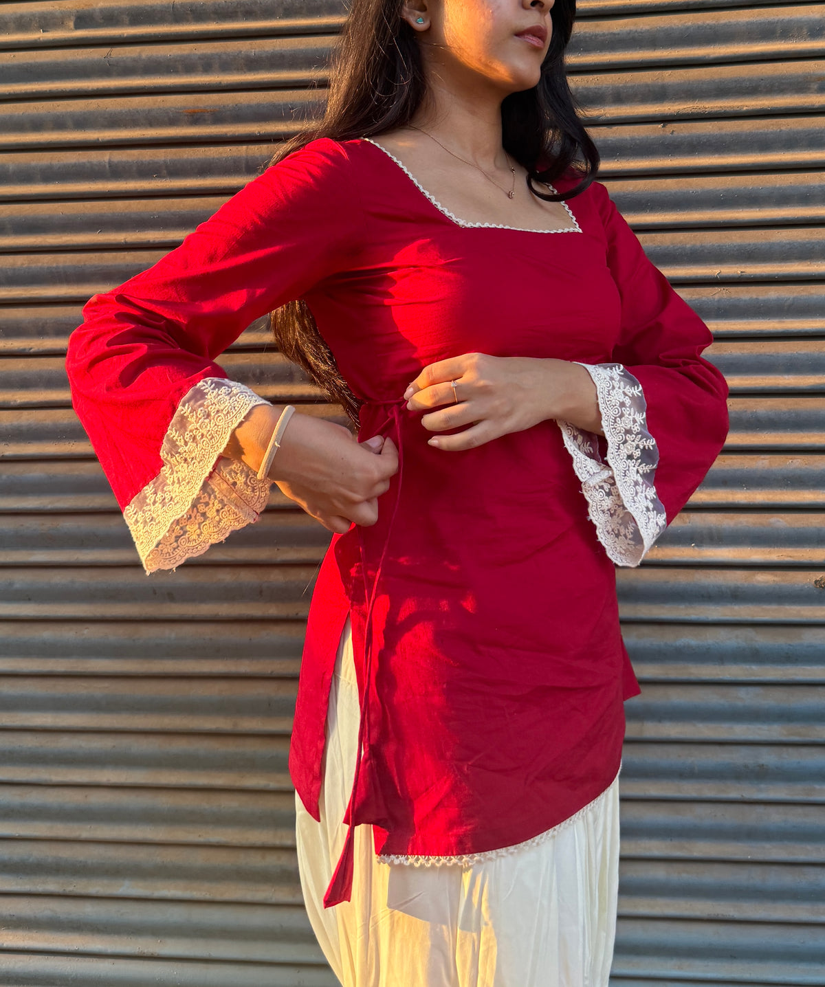 Cherry side adjustment kurti